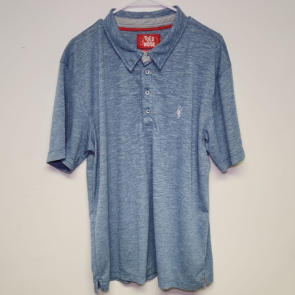 Toes on the Nose Surf Polo Shirt Men’s XL Blue Performance Casual Beach Shirt